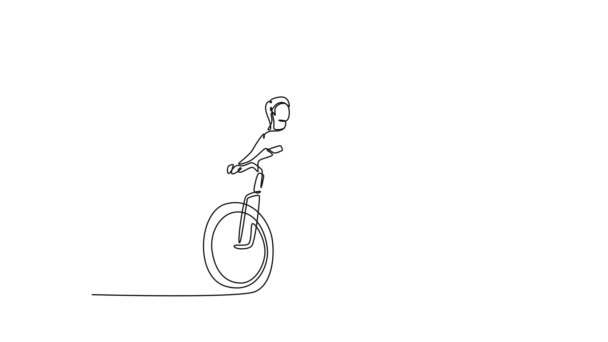 자전거와 제스처를주는 남성과 여성의 그리기의 애니메이션 로맨틱한 개념입니다 애니메이션 — 비디오