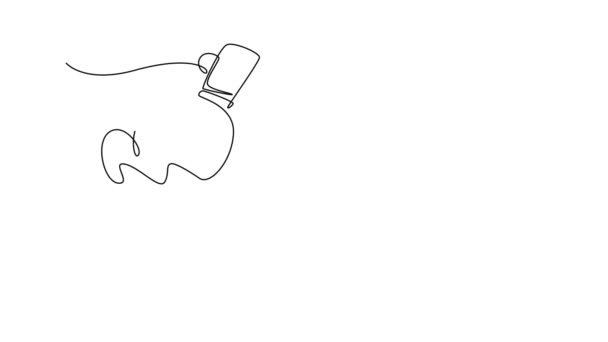 Анимация Саморисования Непрерывной Линии Рисует Молодого Счастливого Энергичного Бизнесмена Бросающего — стоковое видео