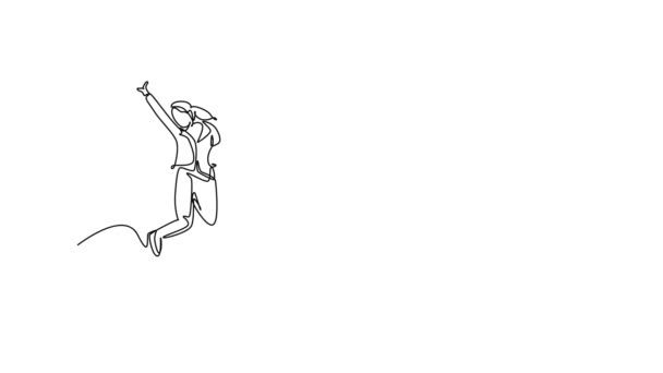 Vlastní Kreslení Animace Jednoho Řádku Čerpat Mladé Šťastný Obchodní Muž — Stock video