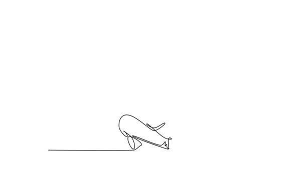Анимация Саморисования Сплошной Линии Рисует Молодого Счастливого Мужчину Менеджера Сидящего — стоковое видео