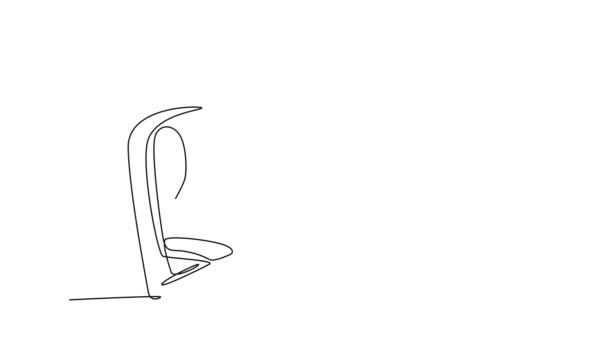 Анимационный Саморисование Непрерывной Линии Рисования Молодого Счастливого Делового Человека Сидящего — стоковое видео