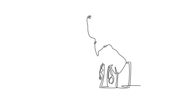 Саморисование Анимация Одной Линии Рисовать Группу Счастливый Врач Мужчина Женщина — стоковое видео