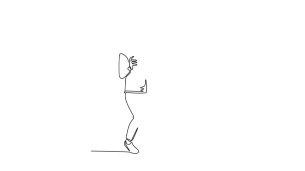 Animowane Samo Rysowanie Ciągłej Linii Narysować Młodą Szczęśliwą Parę Mężczyzna — Wideo stockowe