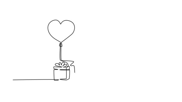Саморисование Анимации Одной Линии Рисования Симпатичные Пять Подарков Коробку Связаны — стоковое видео