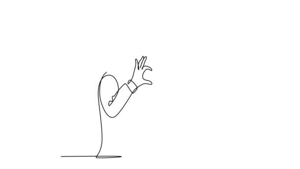 Animierte Selbstzeichnung Einer Durchgehenden Linie Zeichnen Junge Glückliche Mann Und — Stockvideo