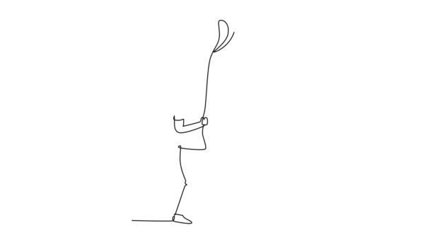 Animated Self Drawing Continuous Line Draw Young Happy Man Woman — Stock Video