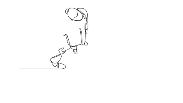 Selbstzeichnende Animation Einer Einzigen Linie Zeichnen Leitenden Männlichen Arzt Der — Stockvideo