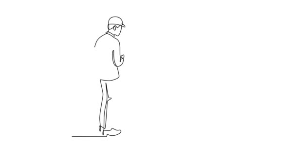 Selbstzeichnende Animation Von Einzeiler Draw Back View Architekten Und Vorarbeiter — Stockvideo