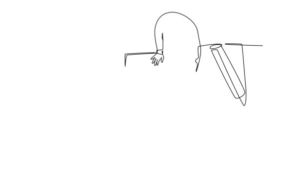 Анимационный Самостоятельный Рисунок Сплошной Линии Рисует Вид Сверху Молодого Архитектора — стоковое видео