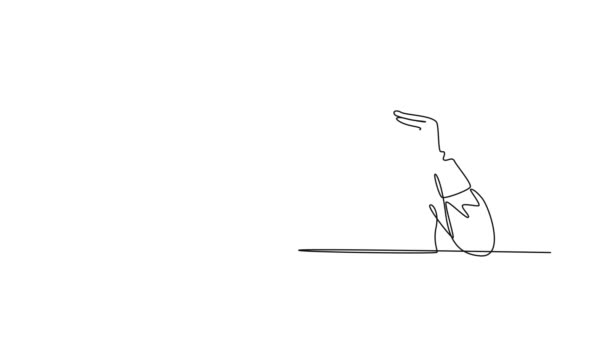 Animierte Selbstzeichnung Von Durchgehenden Linien Zeichnen Frontansicht Des Jungen Müde — Stockvideo