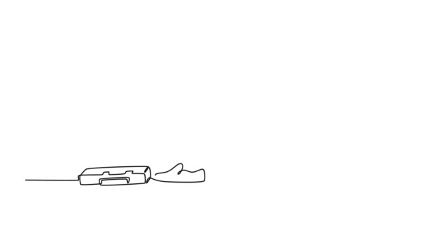 Animated Self Drawing Continuous Line Draw Side View Depression Young — Stock Video