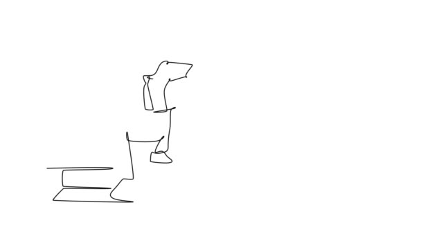 Анимация Одиночной Линии Рисует Молодого Работника Обнимающего Аплодирующего Своего Грустного — стоковое видео