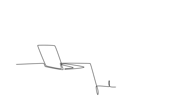 Auto Desenho Animado Linha Contínua Desenhar Empresário Frustrado Sentado Cadeira — Vídeo de Stock