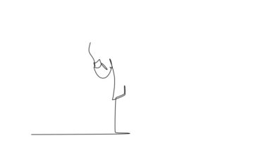 Öfkeli genç işadamının pervasız bir iş yüzünden çalışanlarına bağırdığı animasyon çizimleri. Ofisteki öfke kontrolü. Tam uzunluktaki tek çizgi canlandırması