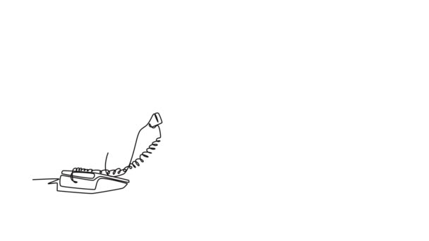 Анимационный Саморисование Непрерывной Линии Рисования Молодого Скучающего Мужчины Получающего Телефонный — стоковое видео
