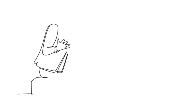 Анимационный Саморисование Непрерывной Линии Привлекают Молодого Разъяренного Менеджера Обвиняя Разочарованный — стоковое видео