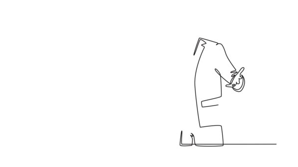 Animated Self Drawing Continuous Line Draw Young Upset Manager Asking — Stock Video