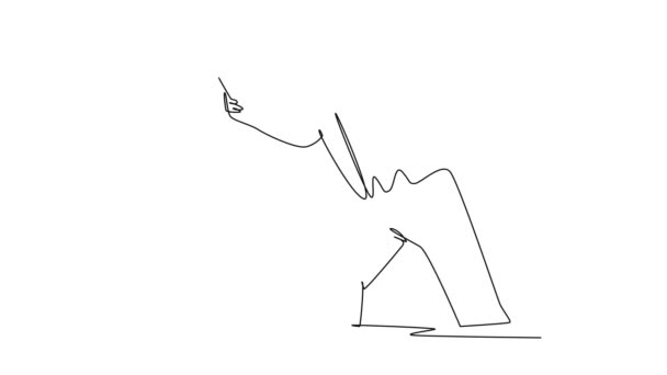 Само Рисование Анимации Одной Линии Рисует Молодого Менеджера Ярости Кричащего — стоковое видео