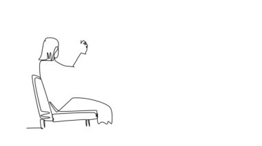 Tek satırın kendi kendine çizimi, sunum sırasında katılımcılara insanlar arası beceriler öğreten genç ve mutlu iş hocalarını kendine çekiyor. İş eğitimi. Devamlı çizgi çekme. Tam uzunluk canlandırması