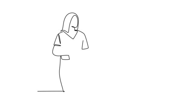 Samorysowanie Animacji Jednej Linii Narysować Młodych Szczęśliwych Mężczyzn Kobiet Para — Wideo stockowe