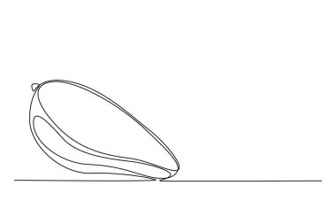 Meyve bahçesi logosu kimliği için dilimlenmiş organik mangolardan oluşan tek bir çizgi. Meyve bahçesi ikonu için taze tropikal meyve konsepti. Aralıksız çizgi çizimi tasarım grafik vektör çizimi