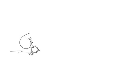 Tek bir çizginin kendi kendine çizimi meyve bahçesi logosu kimliği için sağlıklı organik demirhindi soyulmasını sağlar. Meyve bahçesi ikonu için taze meyve konsepti. Devamlı çizgi çekme. Tam uzunluk canlandırması