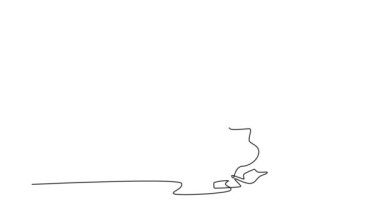 Meyve bahçesi logosu kimliği için soyulan tek çizgili sağlıklı organik demirhindi çizimi. Meyve bahçesi ikonu için taze meyve konsepti. Devamlı çizgi çekme. Tam uzunluk canlandırması