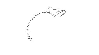 Tek bir çizginin kendi kendine çizimi meyve bahçesi logosu kimliği için yarım dilimlenmiş organik durian. Meyve bahçesi ikonu için taze dikenli meyve konsepti. Devamlı çizgi çekme. Tam uzunluk canlandırması