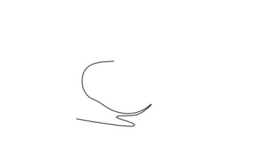 Tek bir çizginin kendi kendine çizimi meyve bahçesi logosu kimliği için sağlıklı organik kaju elması çizer. Meyve bahçesi ikonu için taze Brezilya caju konsepti. Devamlı çizgi çekme. Tam uzunluk canlandırması