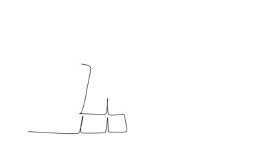 Ofis zemininde durup arkadaşıyla akıllı telefondan konuşan genç bir iş kadınının kendi kendine çizdiği animasyon. İş görüşmesi konsepti. Devamlı çizgi çekme. Tam uzunluk canlandırması