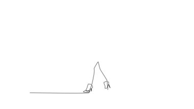 Sürekli olarak çizilen çizgi, genç erkek ve kadın çalışanları yıllık rapor yazmak için yeni strateji planlarını tartışmaya itiyor. Şehir işçileri konsepti. Tam uzunluktaki bir çizgi canlandırması