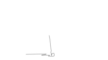 Şehir caddesinde aceleyle yürüyen genç bir erkek yöneticinin çizdiği çizimin animasyonu ofis toplantısına geç kalmamaya çalış. Şehirdeki banliyö çalışanı. Tam uzunluktaki tek çizgi canlandırması