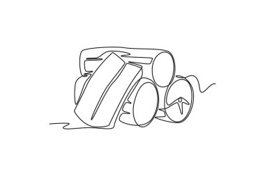 Plantasyon logosu kimliği için tek sıra halinde sağlıklı organik yuca cassava. Taze ahşap çalı konsepti tropikal ürün ikonu. Dinamik bir çizgi çizer grafik tasarım vektörü çizer