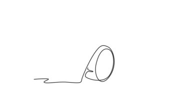 Plantasyon logosu kimliği için sağlıklı organik yuca cassava çiziminin tek çizgi çizimi. Taze ahşap çalı konsepti tropikal ürün ikonu. Devamlı çizgi çekme. Tam uzunluk canlandırması