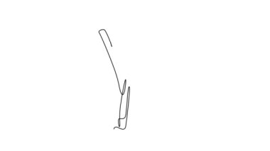 Tek bir çizginin kendi kendine çizimi çiftçi logosu kimliği için sağlıklı organik pırasa demetini çeker. Sebze ikonu için taze yiyecek çeşnisi konsepti. Devamlı çizgi çekme. Tam uzunluk canlandırması