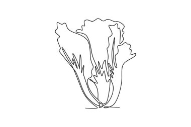 Çiftlik logosu kimliği için sağlıklı organik hardal yeşili yaprakların kesintisiz çizimi. Taze brassica juncea sebze ikonu konsepti. Bir çizgi çizimi grafik tasarım vektör çizimi