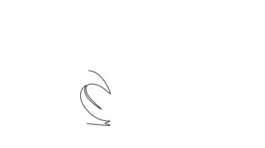 Logo kimliği toplamak için dilimlenmiş sağlıklı organik beyaz turpun tek çizgi çiziminin kendi kendine çizimi. Taze Japon daikon konsepti sebze ikonu. Devamlı çizgi çekme. Tam uzunluk canlandırması