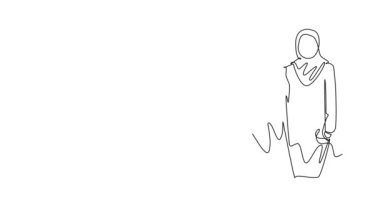 Sürekli sarılan Arap kadınlarının çizgi çizimlerinin animasyonu. Dişi birlikte. Farklı insanların arkadaşlarıyla özel bir olayı kutlamak için sarıldıkları bir arkadaşlık günü. Tam uzunluktaki bir çizgi canlandırması