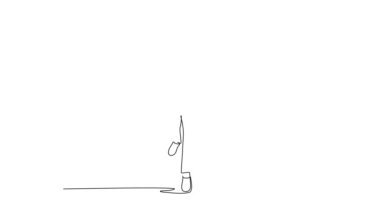 Tek çizgili kendi kendine çizim genç erkek yöneticiyi şirket markalaşması için koşu yarışmasına çekiyor. Bitiş çizgisine ulaşmak için hızlı koşu yarışı yarışması. Devamlı çizgi çekme. Tam uzunluk canlandırması