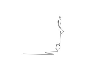 Sürekli çizginin animasyon çizimi iş adamının ön görüntüsünü çeker başlangıç çizgisinde koşmaya hazır olun. Büyüme ve rekabet konsepti için iş yarışı. Tam uzunluktaki tek çizgi canlandırması