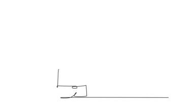 Sınıftaki uzman seminer izleyicilerine mükemmel bir konuşma yapan genç erkek iş danışmanının kendi kendine çizdiği animasyon. İş atölyesi. Devamlı çizgi çekme. Tam uzunluk canlandırması