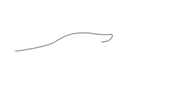 Sürekli çizilen dişçi çiziminin animasyonu elinde diş çene modelini tutuyor. Anatomik yetişkin insan dişleri. Tıbbi iç anatomi eğitimi konsepti. Tam uzunluktaki bir çizgi canlandırması