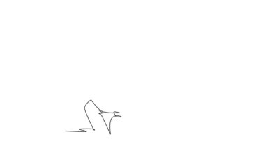 Sürekli kendini çizen animasyon hastanın dişlerini inceleyen ve diş kliniğinde diş dolgusu yapan kadın dişçiyi kendine çekiyor. Ağız sağlığı tedavi konsepti. Tam uzunluktaki tek çizgi canlandırması