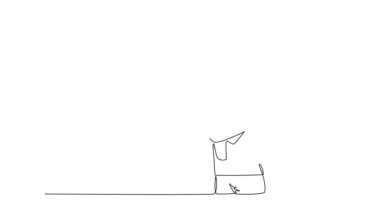 Kadın doktorun şırınga enjeksiyonunu test ederken çekilen tek çizgi animasyonu hastaya aşı enjekte etmek için düzgün çalışıyor. Tıbbi sağlık hizmeti konsepti. Devamlı çizgi çekme. Tam uzunluk canlandırması