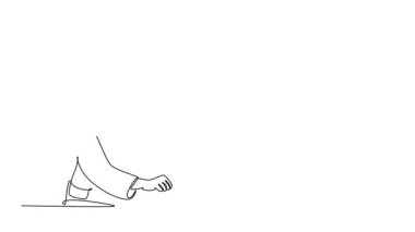 Sürekli çizim yapan erkek ve kadın takım doktorları hastane odasında hasta hastalıklarını tartışıp teşhis ediyorlar. Tıbbi toplantı takım çalışması. Tam uzunluktaki bir çizgi canlandırması