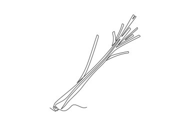 Çiftlik logosu kimliği için tek bir sağlıklı organik limon otu çizimi. Çimen sebze ikonu için taze cymbopogon kavramı. Dinamik bir çizgi çizer grafik tasarım vektörü çizer