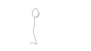 Sürekli çizilen çizgi, bahçe logosu kimliği için taze laleyi kendine çekiyor. Dekoratif Hollanda milli çiçeği. Moda tekstili ya da duvar süsü. Tam uzunluktaki bir çizgi canlandırması