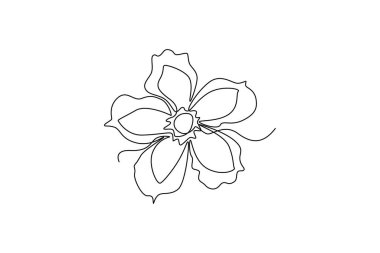 Bahçe logosu için tek sıra taze güzellik adenyumu. Yazdırılabilir poster dekoratif çöl gülleri ev dekorasyonu konsepti. Modern sürekli çizgi çizimi tasarım grafik vektör çizimi