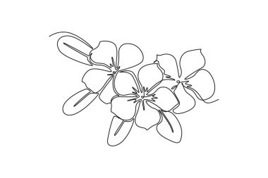 Ev dekorasyonu sanatı için tek ve kesintisiz bir güzellik çizimi. Düğün davetiyesi için dekoratif menekşe çiçeği konsepti. Bir çizgi çizimi grafik tasarım vektör çizimi