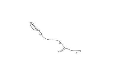 Tek bir çizginin kendi kendine çizimi bahçe logosu için taze manolyaları kendine çekiyor. Ev dekorasyonu sanat posteri için dekoratif manolya çiçeği konsepti. Devamlı çizgi çekme. Tam uzunluk canlandırması